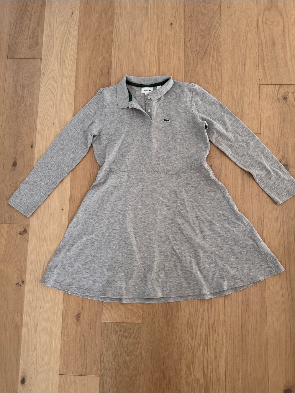 Lacoste Girls Grey Heather Long-Sleeve Polo Dress